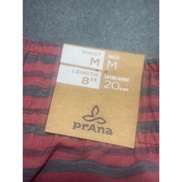 prAna Men's Metric E-Waist Shorts UPF 50+ Stretch Performance‎ Rust Stripe M $69 - Picture 3 of 7